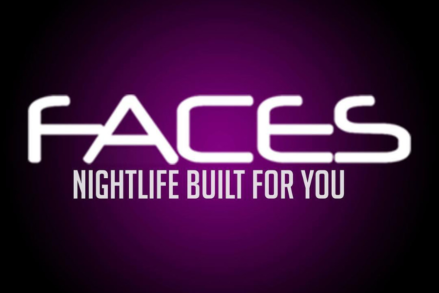 Logo of Faces Nightclub Sacramento with the slogan “Nightlife Built for You” on a purple-to-black gradient background.