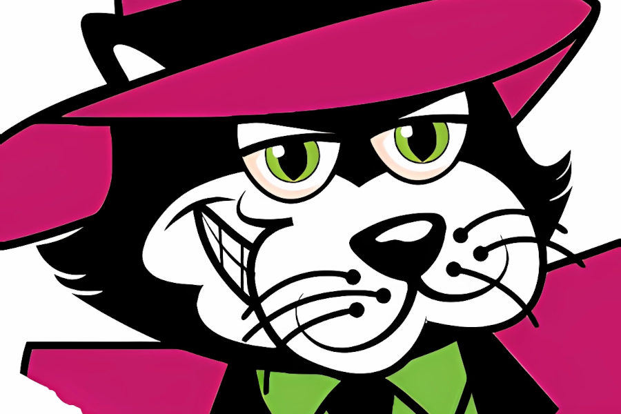 Frankie’s OKC logo featuring a smug-looking illustrated cat in colorful attire.