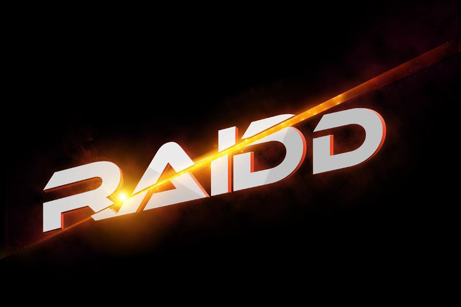 Bold logo of RAIDD Paris nightclub with glowing slash effect on a black background.