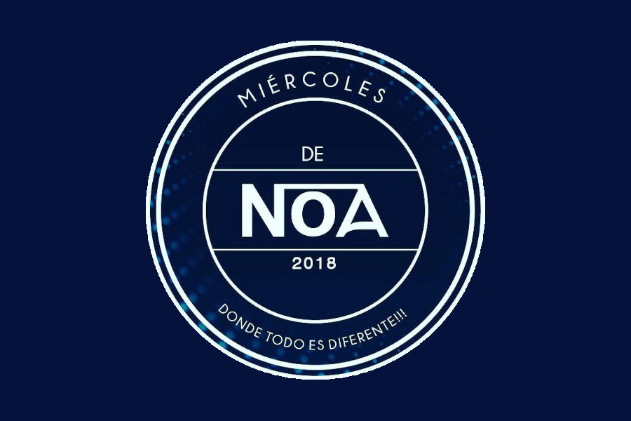 Logo circular de NOA Disco con el texto “Miércoles de NOA 2018” y la frase “Donde todo es diferente”.