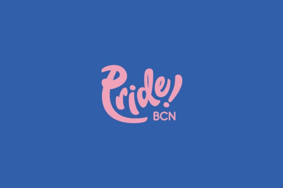 Logo radiante de Pride BCN con letras vibrantes en los colores del arcoíris y un diseño divertido.