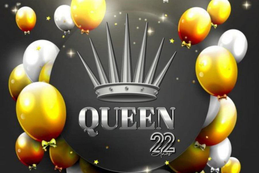 Obra de arte com glitter para o show do Queen 22 no Bar Queen.