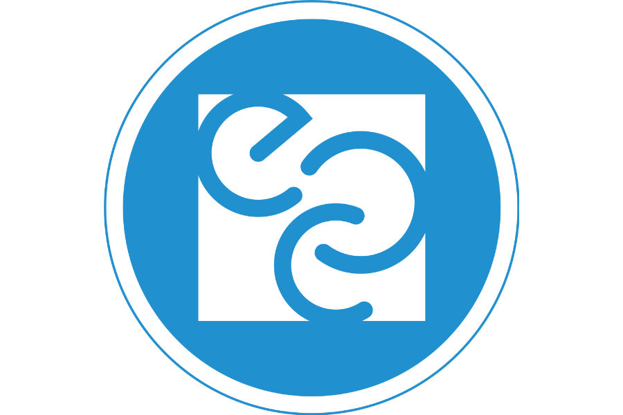 Blue circular logo for Fresno EOC Sanctuary LGBTQ Resource Center.