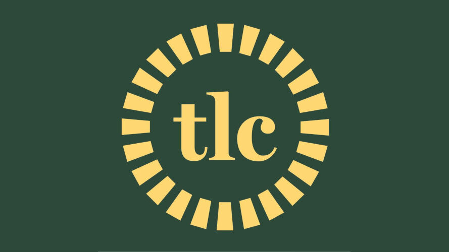Logo of the Transgender Law Center, featuring the letters “tlc” in lowercase inside a circular sunburst design on a green background.